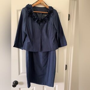 Elegant Navy Blue 2 piece dress with jacket.